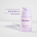 Benefits: broad-spectrum UVA/UVB protection, antioxidant defense, lightweight, no white cast